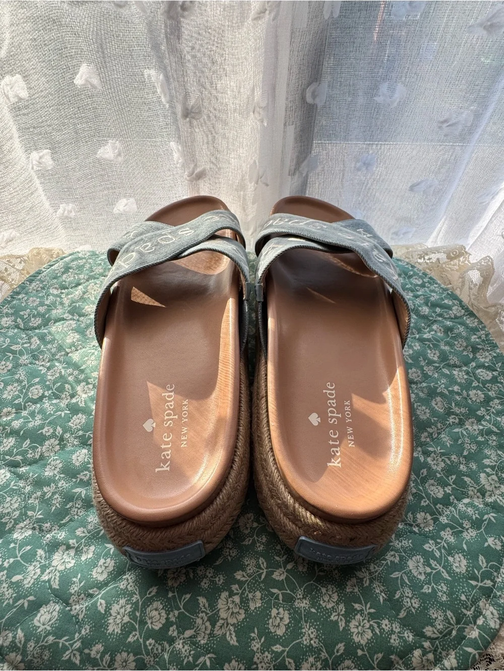 Kate Spade Denim Piper Espadrille Platform Slide Sandal